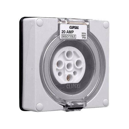 Clipsal - 56 Series, Socket Outlet, Surface 7 PIN Round 20A Less Enclosure - Resistant Orange
