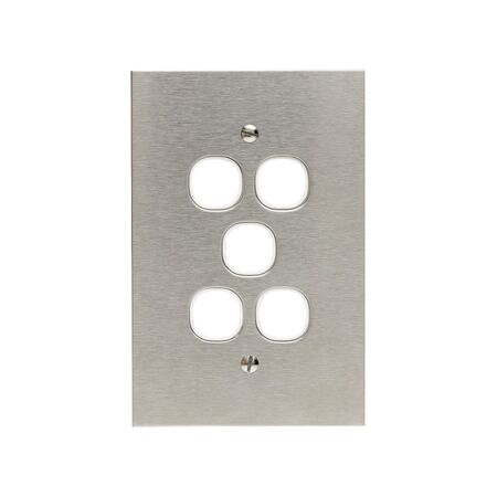Metal Plate Series, Switch Grid Plate and Cover, 5 Gang, BSL Style, Less Mechanism, Over Size - White Electric