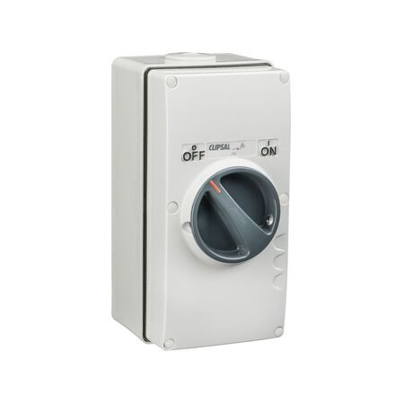 Clipsal - 56 Series, Surface Switch, 2 Gang Three Pole 40A Base Mount - Grey