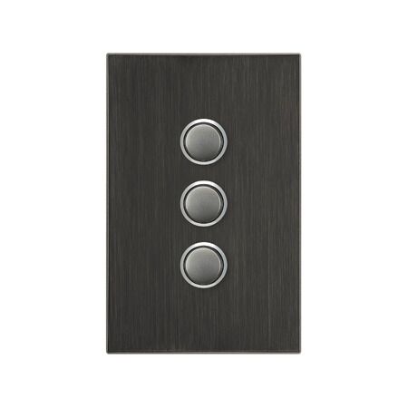 Saturn Series, push-button Switch, 3 Gang, 250V, 16AX/20A - Horizon Black