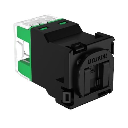 Clipsal Actassi, RJ45 Jack, CAT6A UTP 30M Shutter - Black
