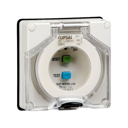 Clipsal - 56 Series, Residual Current Circuit Breaker, 2 Pole, 20A, 30mA, Less Enclosure - Resistant Orange