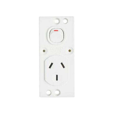 Metal Plate Series, Switched Socket Mechanism, Double Pole Single - Red