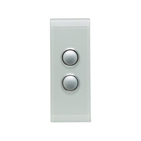 Saturn Series, push-button Switch LED Architrave, 2 Gang, 250V, 16AX/20A - Ocean Mist
