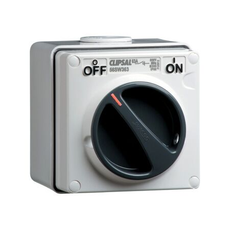 Clipsal - 56 Series, Surface Switch, 1 Gang, 3 Pole, 500VAC, 63A - Grey