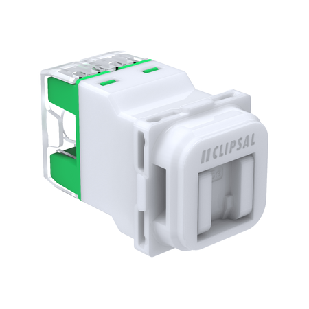 Clipsal Actassi, Actassi S-110 RJ45 Connector, 40M, Unshielded, Cat5E, Shutter, Bag x1 - Translucent