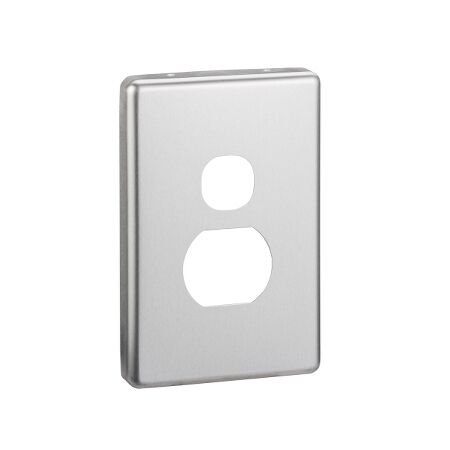 Classic C2000 Series, Socket Outlet Cover Plate, Horizontal Mount, for Single Socket - Brushed Aluminium