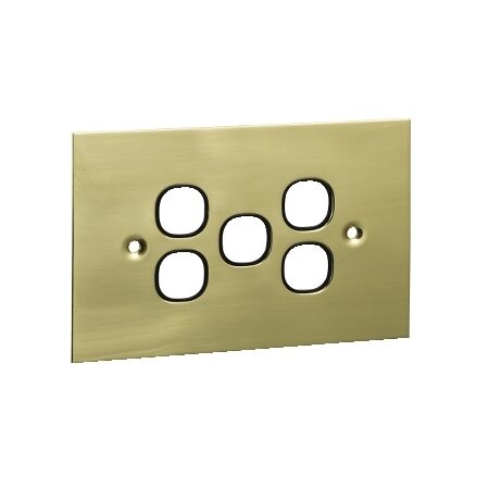 Metal Plate Series, Switch Grid Plate and Cover, 5 Gang, BBSL Style, Less Mechanism, Over Size - Black