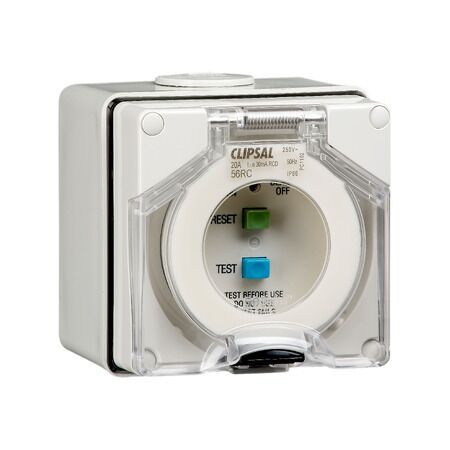 Clipsal - 56 Series, Residual Current Circuit Breaker, 2 Pole, 20A - Grey