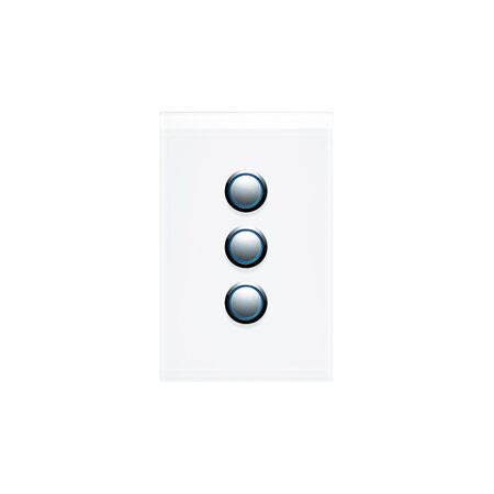 Saturn Series, push-button Switch LED, 3 Gang, 250V, 16AX/20A - Pure White