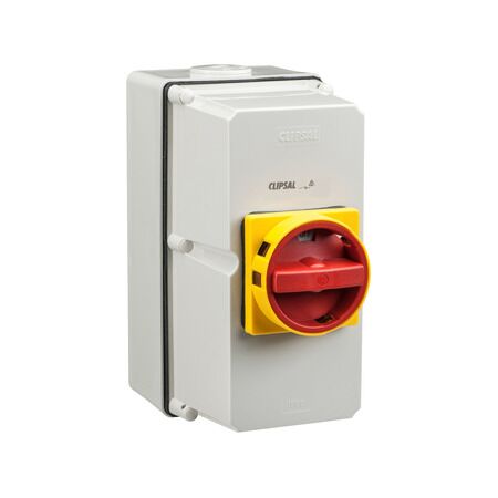 Clipsal - 56 Series, Surface Switch, 2 Gang Three Pole 80A Base Mount - Grey