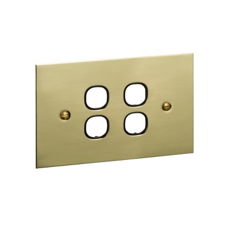 Metal Plate Series, Switch Grid Plate and Cover, 4 Gang, BBSL Style, Less Mechanism, Over Size - Black