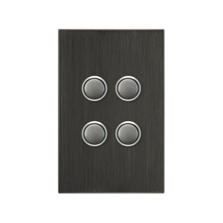 Saturn Series, push-button Switch, 4 Gang, 250V, 16AX/20A - Horizon Black