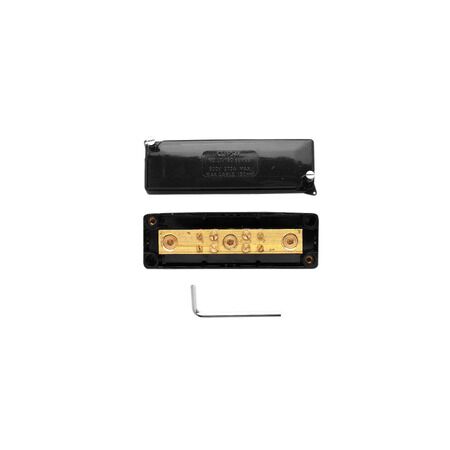 Clipsal - Max 4, Maxi Neutral link, 370 A 500 V 7 hole with cover front wiring Black