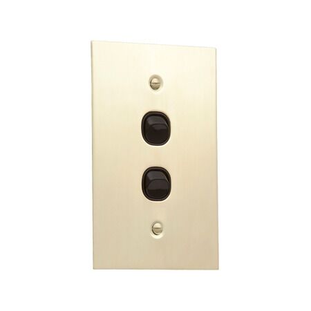 Metal Plate Series, Flush Switch, 2 Gang, 250VAC, 10A, Range, BBSL Style, Standard, Vert - Black