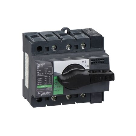 ComPact, Switch disconnector, Compact INS80 , 80 A, standard version with black rotary handle, 3 poles
