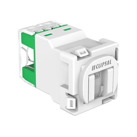 Clipsal Actassi, RJ45 Jack, CAT6A UTP 30M Shutter - White Electric