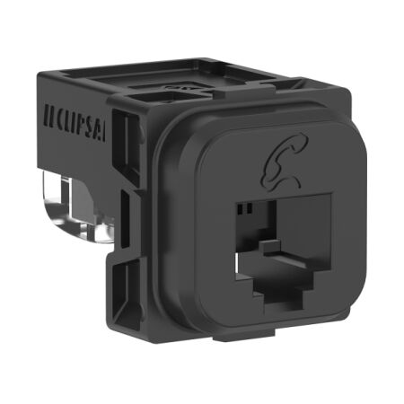 Clipsal Actassi, Connector RJ12 4 Pin, Telephone Symbol - Black