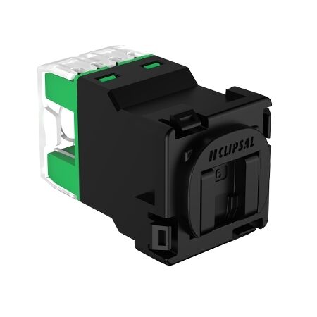 Clipsal Actassi, RJ45 Jack, CAT6 UTP 30M Shutter - Black