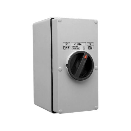 Clipsal - 56 Series, Surface Switch, 2 Gang, 3 Pole, 500VAC, 63A - Grey