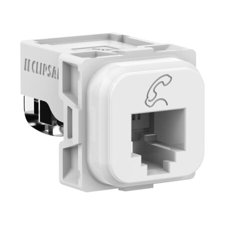 Clipsal Actassi, Connector RJ12 4 Pin, Telephone Symbol - Extra Vivid White