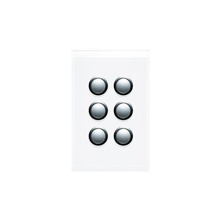 Saturn Series, Switch Cover, 6 Gang - Horizon Silver