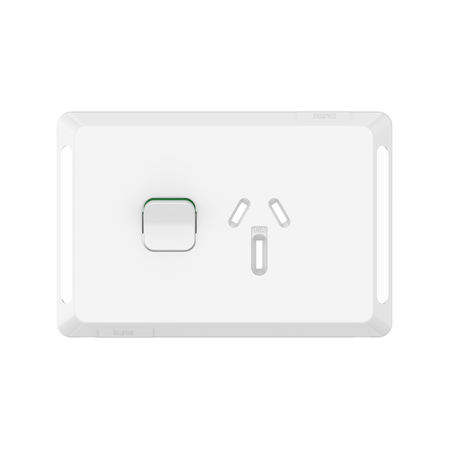 Pro Series, Single Power Point Skin, Horizontal Mount, 250V, 15A, Clip-On - Extra Vivid White
