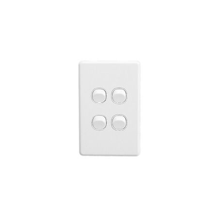 Classic C2000 Series, Flush Switch, 4 Gang, 250VAC, 10A, Standard, Vertical - White Electric