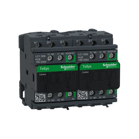 TeSys D, Reversing Contactor, TeSys Deca, 3P(3 NO), AC-3, 0 to 440V, 9A, 100 to 250VAC/DC coil