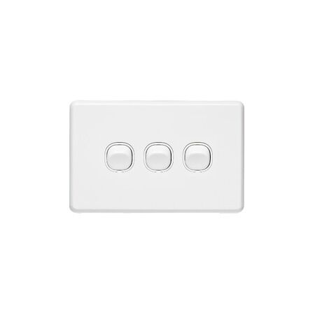 Classic C2000 Series, Flush Switch, 3 Gang, 250VAC, 10A, Standard, Horizontal - White Electric