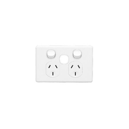 Classic C2000 Series, Switched Socket Outlet, Twin, 250V, 10A, Removable Extra Switch Aperture - Black