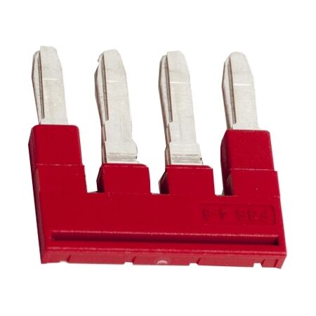 Linergy, Plug-in bridge, Linergy TR, 4 pole, for 4mm² terminal blocks, red, 4 way, 6.2mm pitch, set of 50