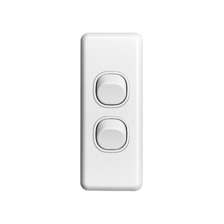 Classic C2000 Series, Flush Switch, Architrave Size, 2 Gang, 250V, 10A - White Electric