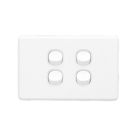 Classic C2000 Series, Flush Switch, 4 Gang, 250VAC, 10A, Standard, Horizontal - White Electric
