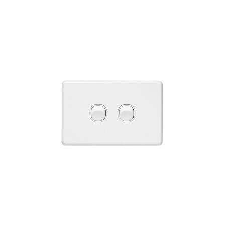 Classic C2000 Series, Flush Switch, 2 Gang, 250VAC, 10A, Horizontal, IP66 - Black