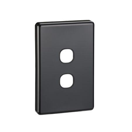 Classic C2000 Series, Switch Grid Plate and Cover, 2 Gang, Less Mechanism, Standard Size - Black