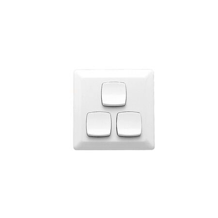 Prestige Series, Flush Switch, 3 Gang, 230/240V, 10A, Large Format, Vertical - White Electric