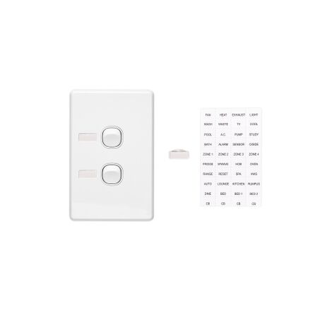 Classic C2000 Series, Flush Switch, 2 Gang, 250VAC, 10A, Vertical - White Electric