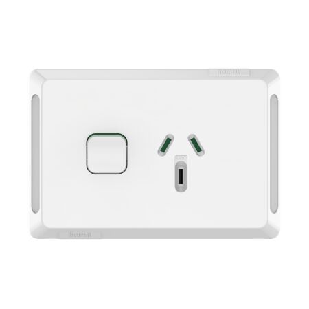 Pro Series, Single Power Point, Double Pole, Horizontal Mount, 250V, 15A - Extra Vivid White