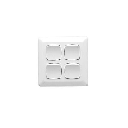 Prestige Series, Flush Switch, 4 Gang, 230/240V, 10A, Large Format, Vertical - White Electric