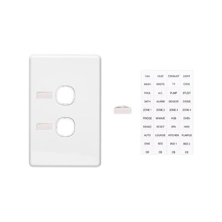 Classic C2000 Series, Switch Grid Plate and Cover, 2 Gang, Less Mechanism, Circuit Identification - White Electric