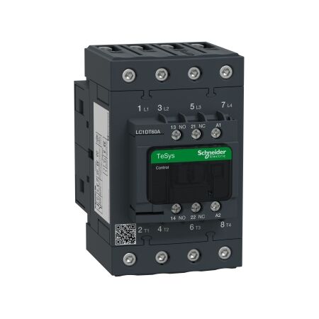 TeSys D, Contactor, TeSys Deca, 4P(4 NO), AC-1, 0 to 440V, 60A, 220VAC 50/60Hz coil