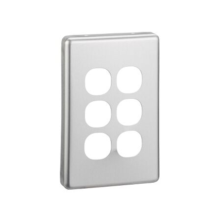 Classic C2000 Series, Switch Plate Cover, 6 Gang - Brushed Aluminium