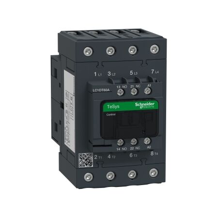 TeSys D, Contactor, TeSys Deca, 4P(4 NO), AC-1, 0 to 440V, 60A, 400VAC 50/60Hz coil