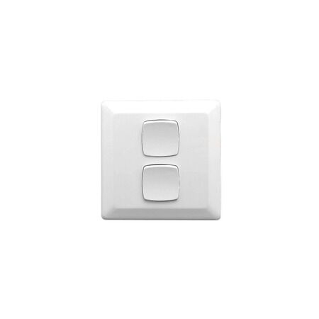 Prestige Series, Flush Switch, 2 Gang, 230/240V, 10A, Large Format, Vertical - White Electric