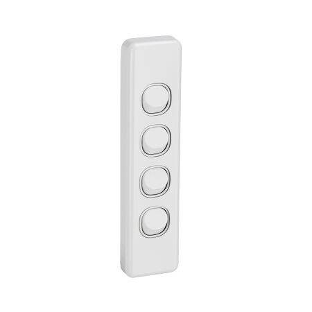 Classic C2000 Series, Switch, Architrave Size, 4 Gang, 250V, 10A - White Electric