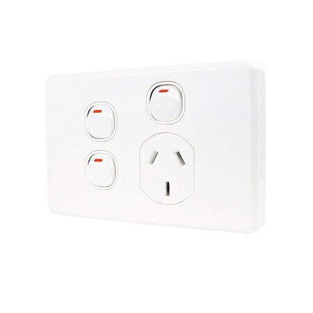 Classic C2000 Series, Switched Socket Outlet, Single, 250V, 10A, 2 Removable Extra Switch - White Electric