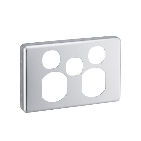 Classic C2000 Series, Socket Outlet Cover Plate, Horizontal Mount for Twin Switched Socket - Brushed Aluminium