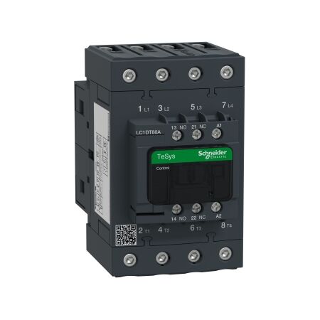 TeSys D, Contactor, TeSys Deca, 4P(4 NO), AC-1, 0 to 440V, 80A, 48V AC 50/60Hz coil