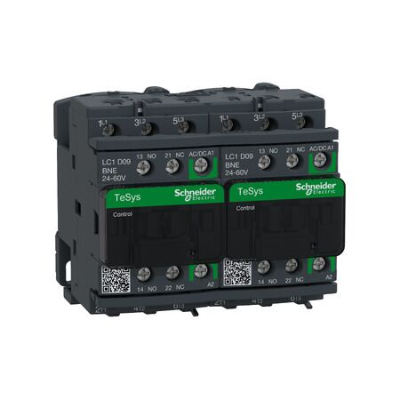 TeSys D, Reversing Contactor, TeSys Deca, 3P(3 NO), AC-3, 0 to 440V, 9A, 24 to 60VAC/DC coil